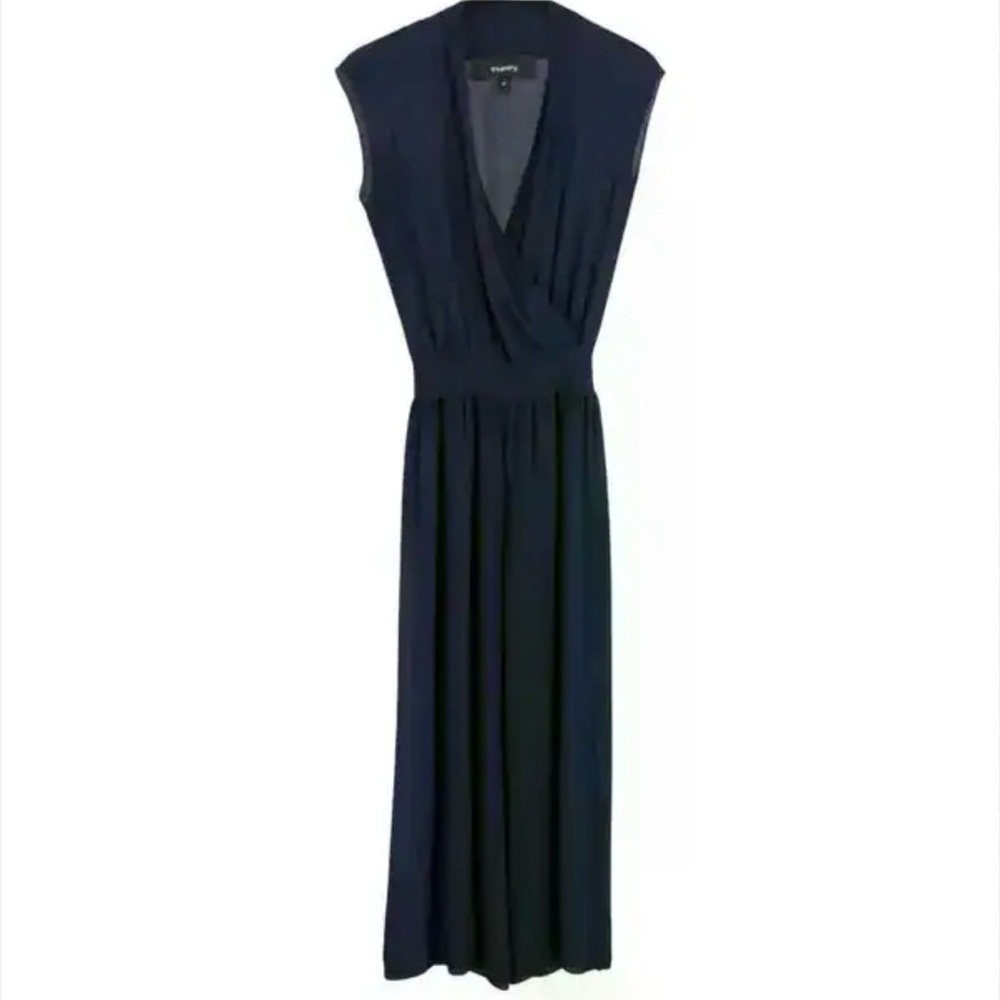 Theory Navy Sleeveless silk V-Neck sleeveless Jumpsuit